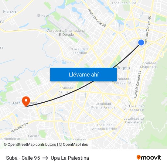 Suba - Calle 95 to Upa La Palestina map