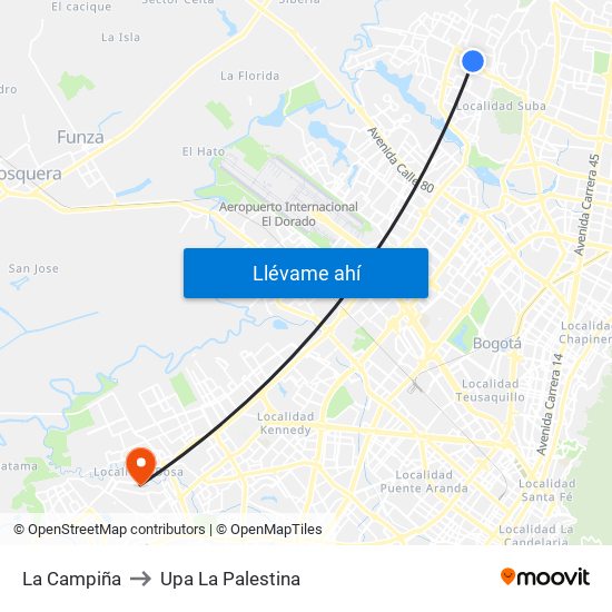 La Campiña to Upa La Palestina map