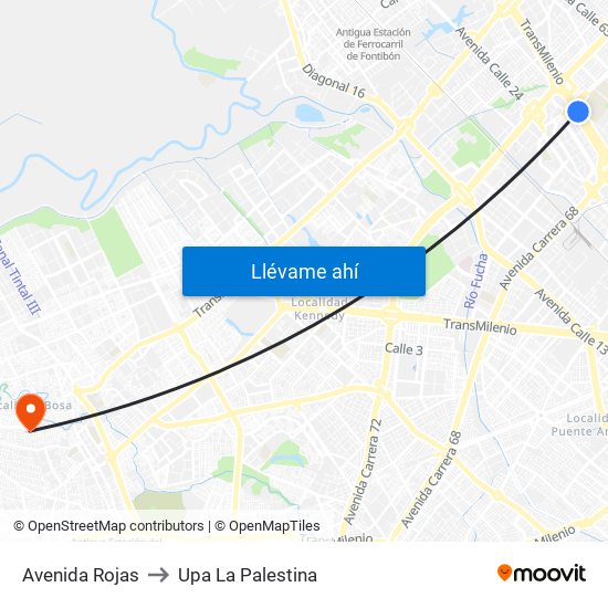 Avenida Rojas to Upa La Palestina map