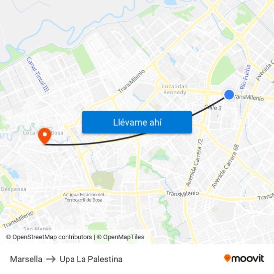 Marsella to Upa La Palestina map