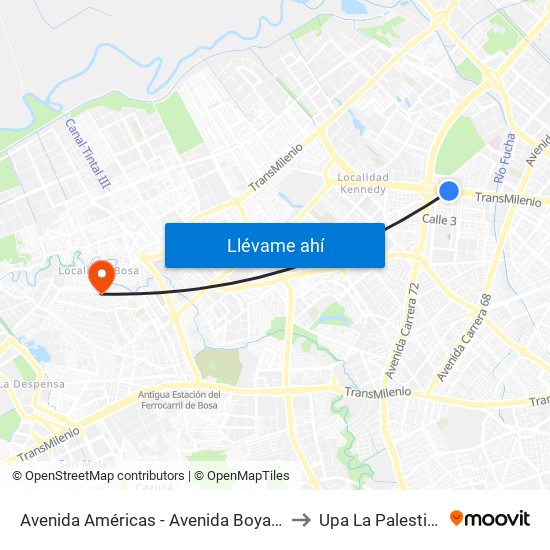 Avenida Américas - Avenida Boyacá to Upa La Palestina map