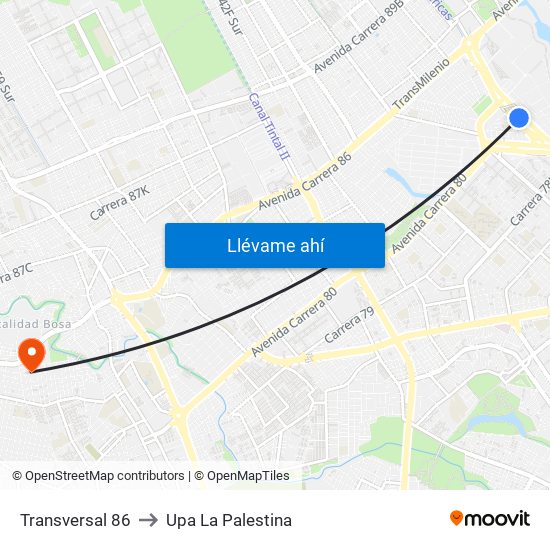 Transversal 86 to Upa La Palestina map