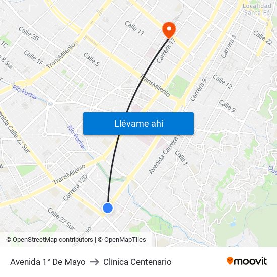 Avenida 1° De Mayo to Clínica Centenario map