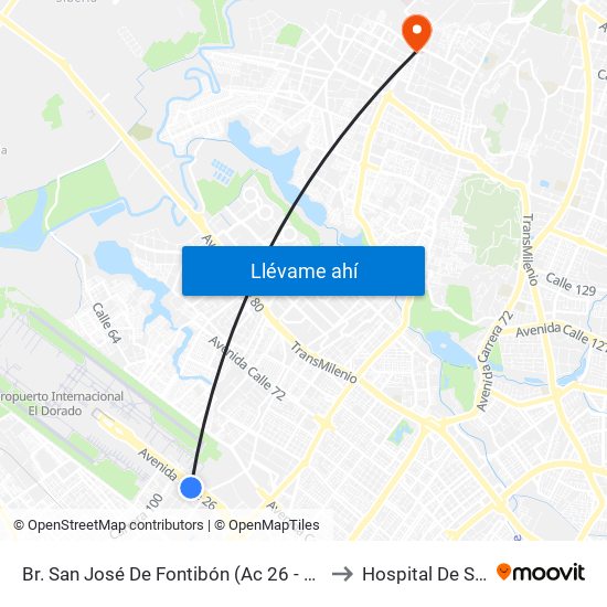 Br. San José De Fontibón (Ac 26 - Kr 96a) to Hospital De Suba map
