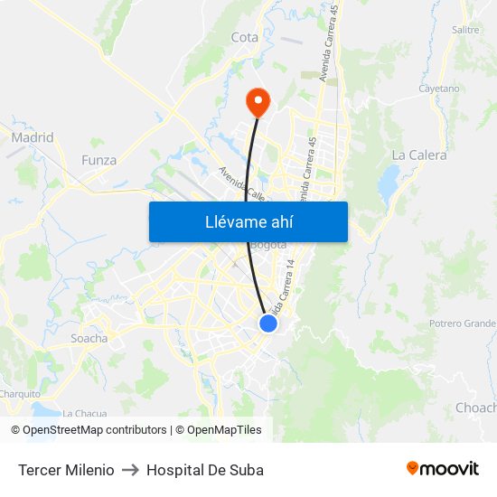 Tercer Milenio to Hospital De Suba map