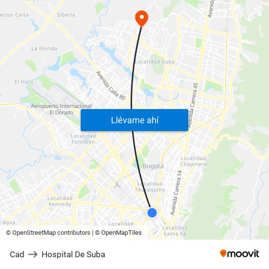 Cad to Hospital De Suba map