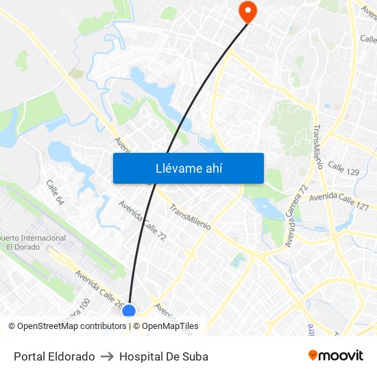 Portal Eldorado to Hospital De Suba map