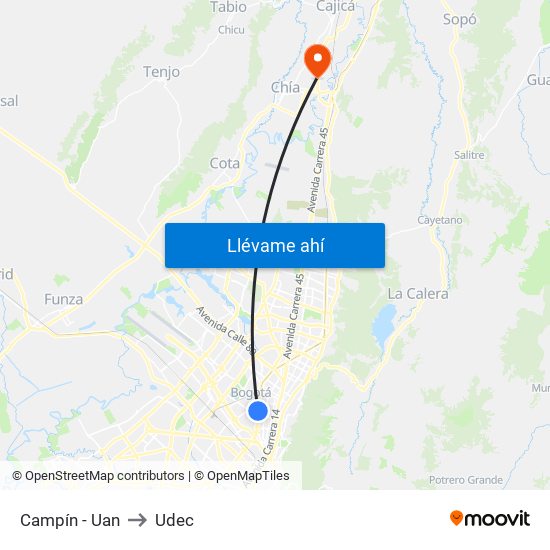 Campín - Uan to Udec map