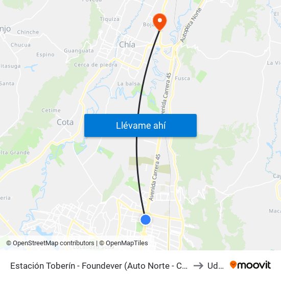Estación Toberín - Foundever (Auto Norte - Cl 166) to Udec map