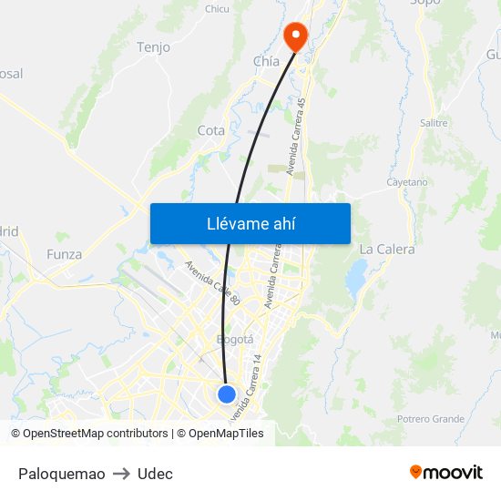 Paloquemao to Udec map