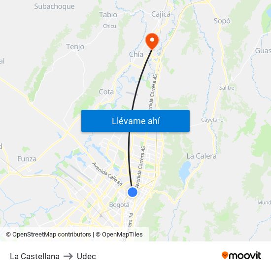 La Castellana to Udec map