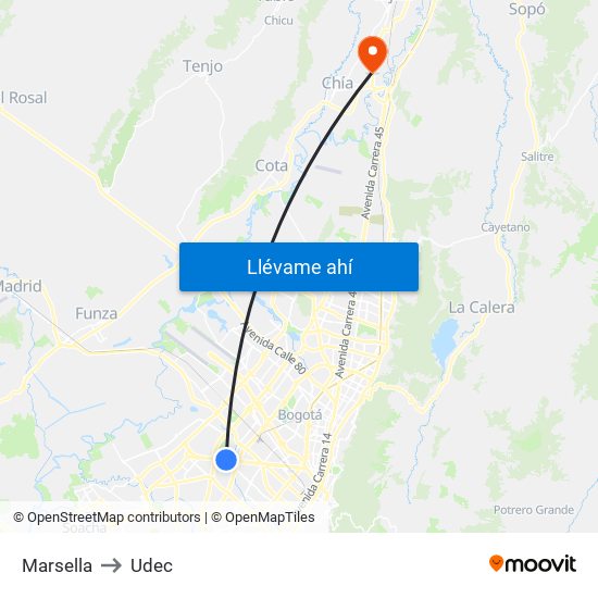 Marsella to Udec map