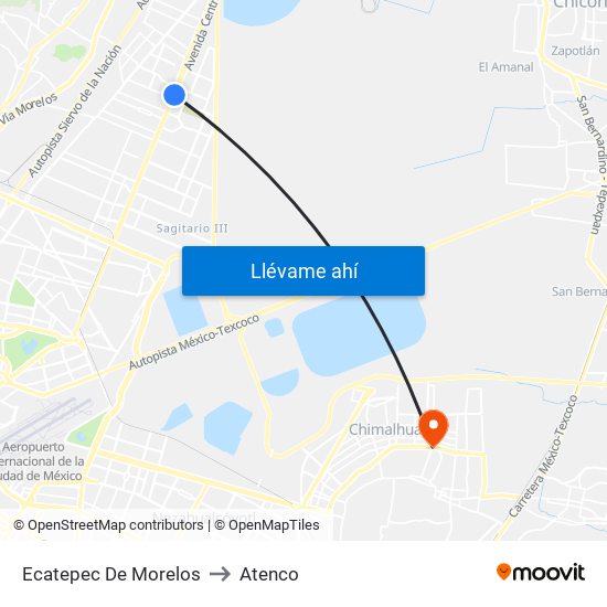 Ecatepec De Morelos to Atenco map