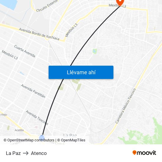 La Paz to Atenco map