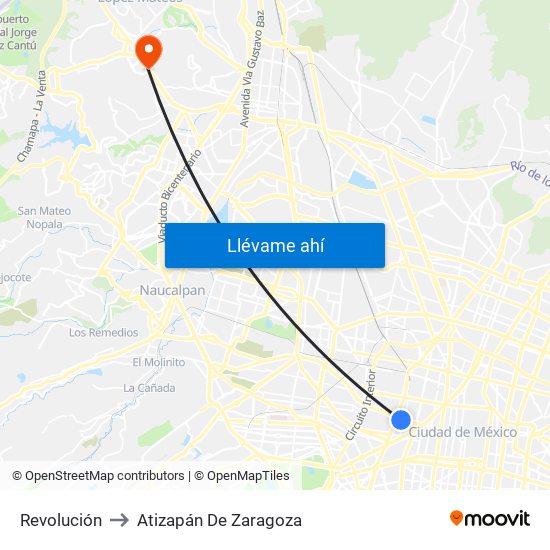 Revolución to Atizapán De Zaragoza map