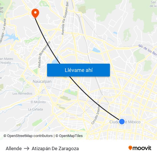 Allende to Atizapán De Zaragoza map
