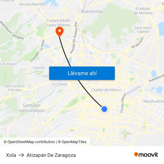 Xola to Atizapán De Zaragoza map