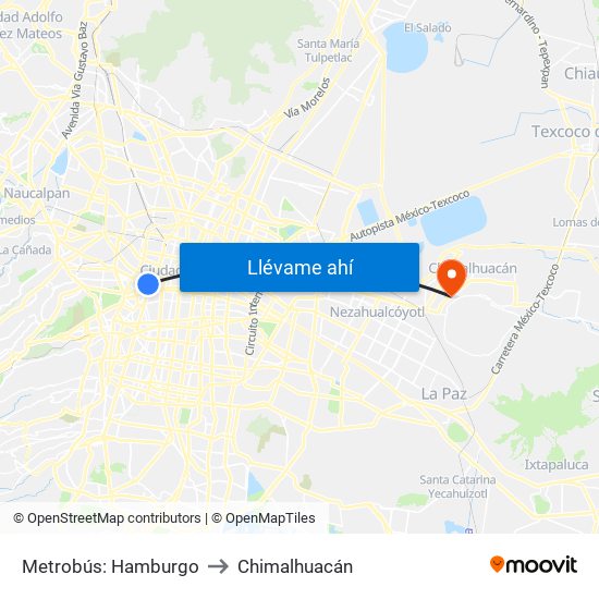 Metrobús: Hamburgo to Chimalhuacán map
