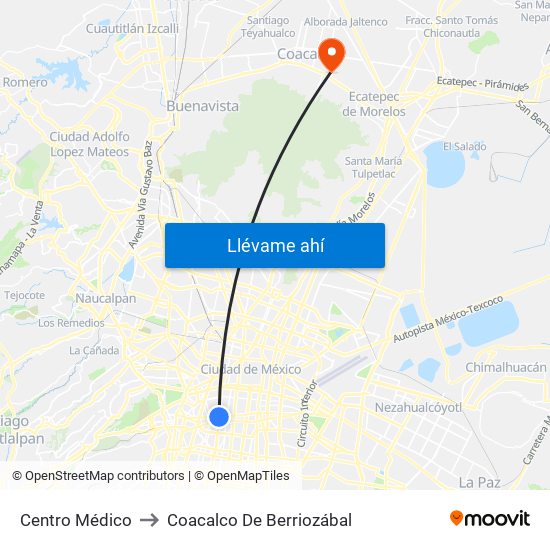 Centro Médico to Coacalco De Berriozábal map