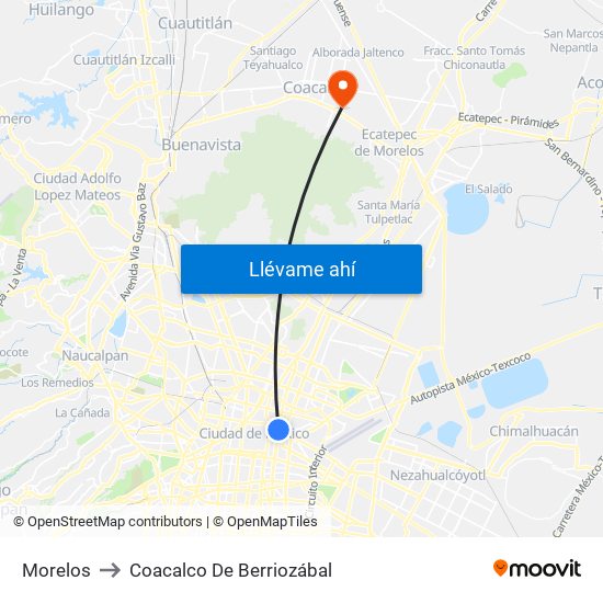 Morelos to Coacalco De Berriozábal map