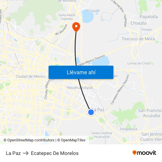 La Paz to Ecatepec De Morelos map