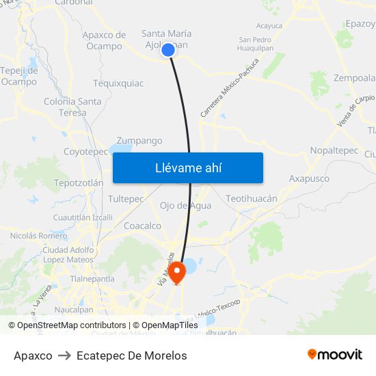 Apaxco to Ecatepec De Morelos map