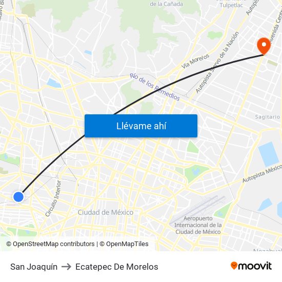 San Joaquín to Ecatepec De Morelos map