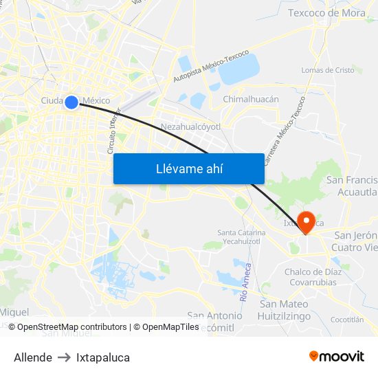Allende to Ixtapaluca map