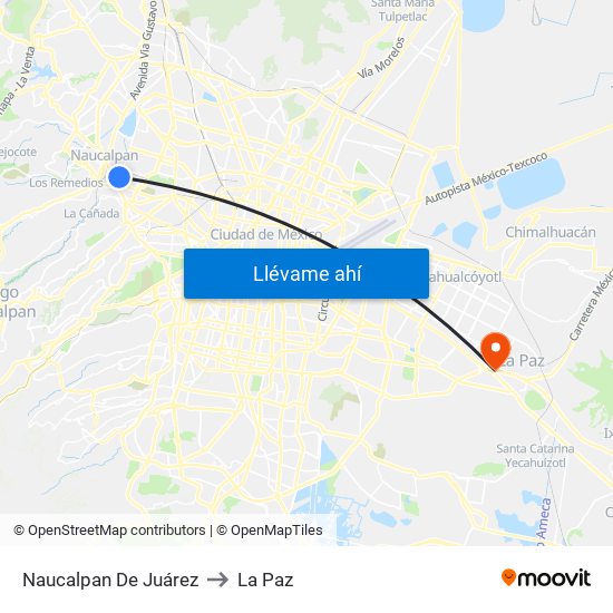 Naucalpan De Juárez to La Paz map