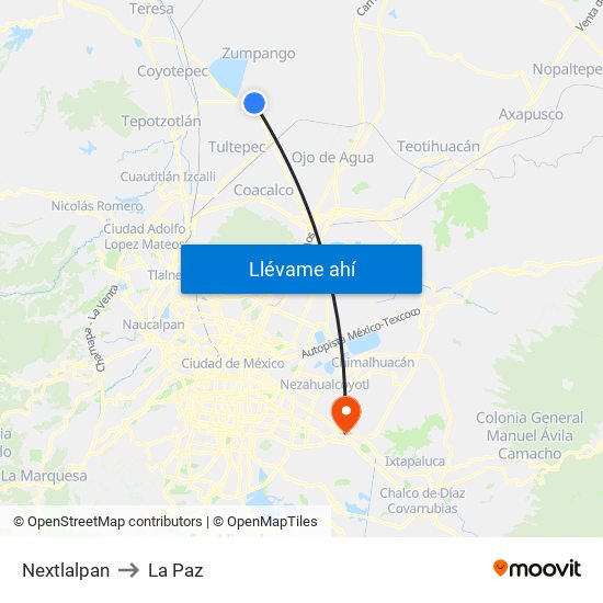 Nextlalpan to La Paz map