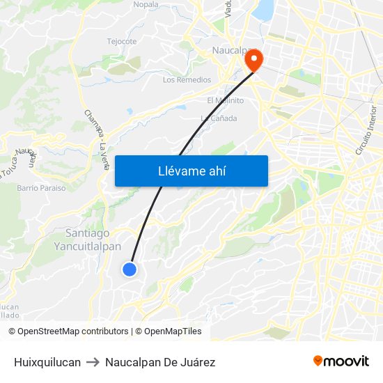 Huixquilucan to Naucalpan De Juárez map