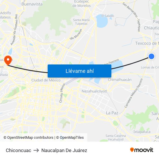 Chiconcuac to Naucalpan De Juárez map