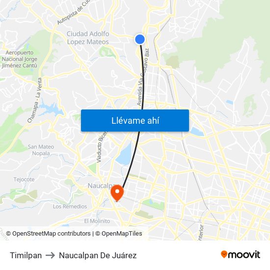 Timilpan to Naucalpan De Juárez map
