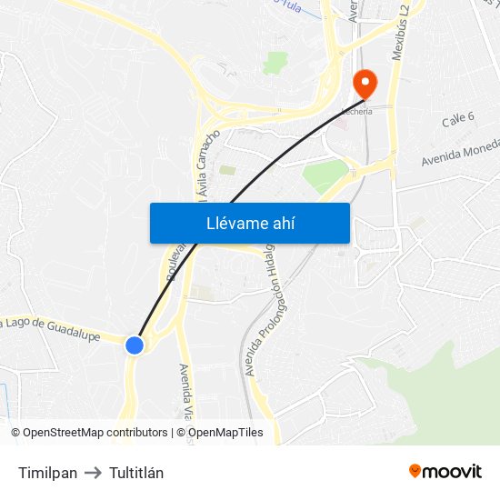 Timilpan to Tultitlán map