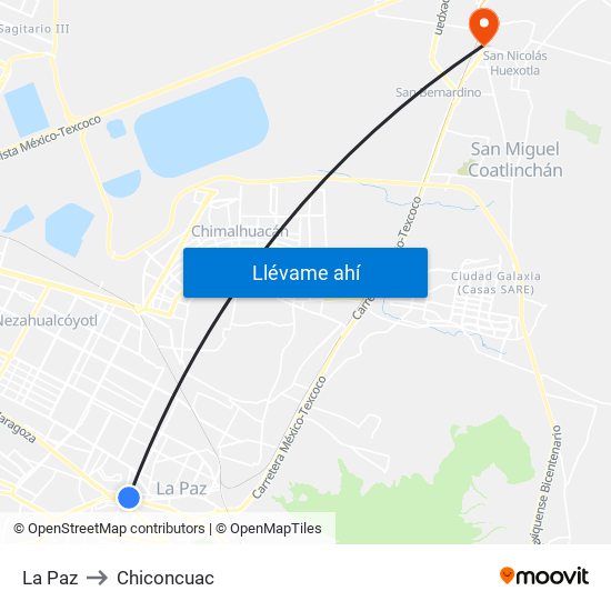 La Paz to Chiconcuac map