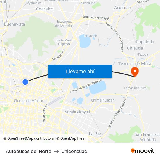 Autobuses del Norte to Chiconcuac map