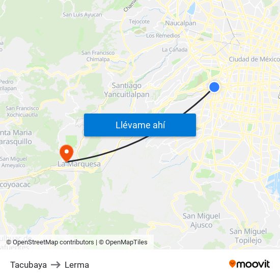 Tacubaya to Lerma map