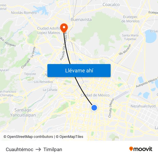 Cuauhtémoc to Timilpan map