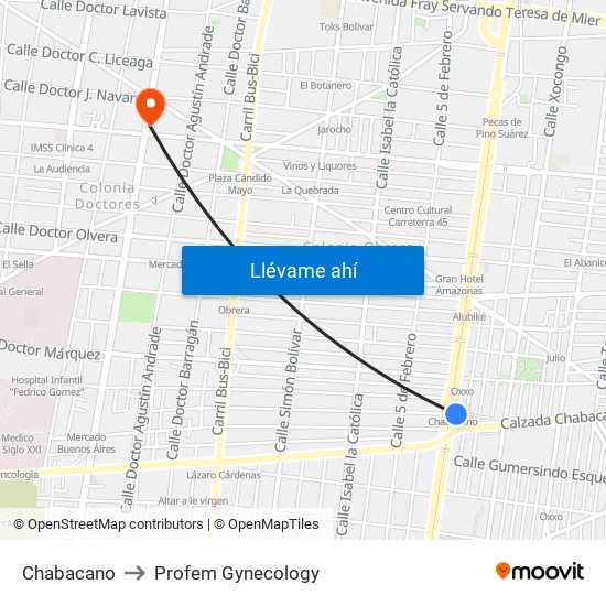 Chabacano to Profem Gynecology map