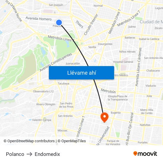 Polanco to Endomedix map