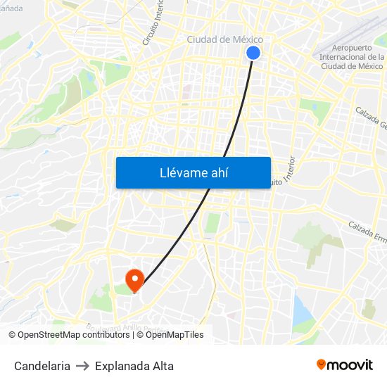 Candelaria to Explanada Alta map