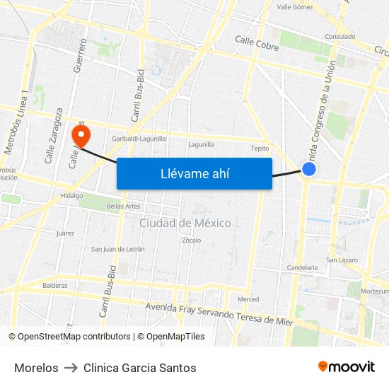 Morelos to Clinica Garcia Santos map