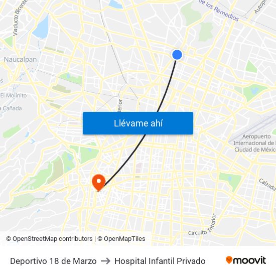 Deportivo 18 de Marzo to Hospital Infantil Privado map