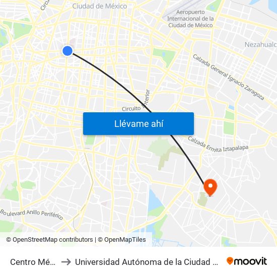 Centro Médico to Universidad Autónoma de la Ciudad de México map
