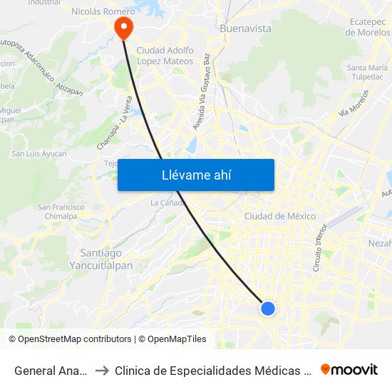 General Anaya to Clinica de Especialidades Médicas BG map