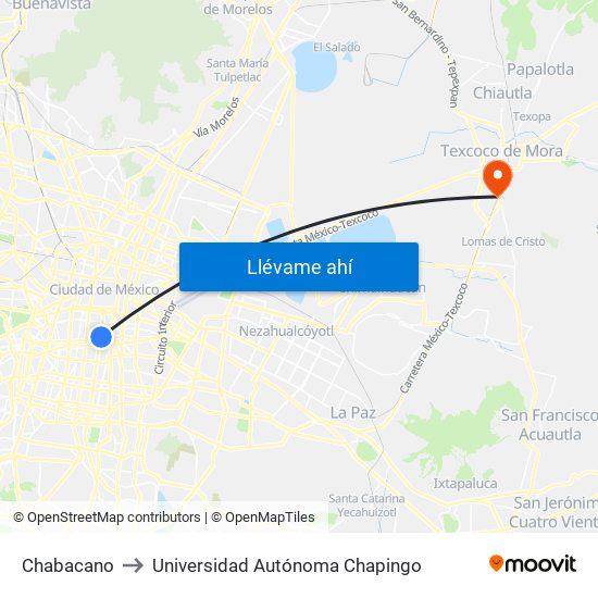 Chabacano to Universidad Autónoma Chapingo map