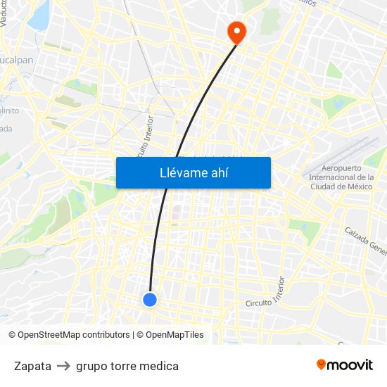 Zapata to grupo torre medica map
