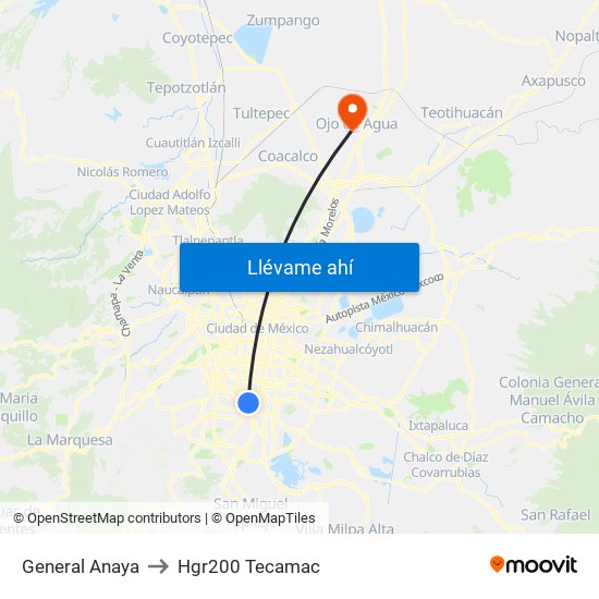 General Anaya to Hgr200 Tecamac map