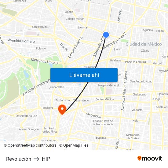 Revolución to HIP map