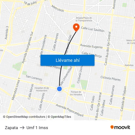 Zapata to Umf 1 Imss map